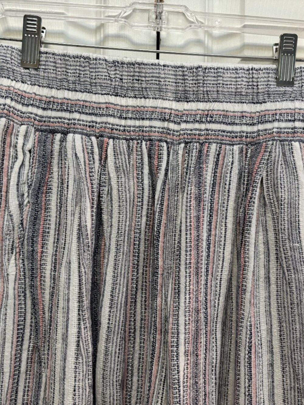 Sneak Peak Striped Wide Leg Pants Blue White Pink Smocked Waist Small - Picture 2 of 5